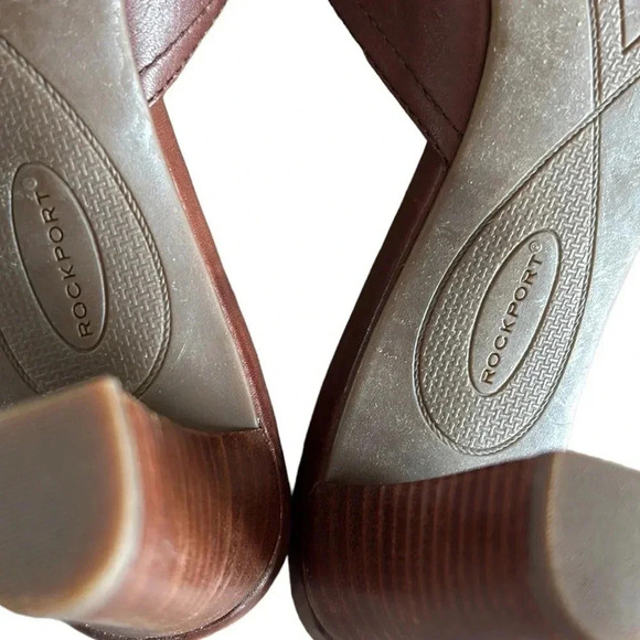 Rockport women shoes,sandal,brown,leather slip on mules ,heels , buckle accent - Picture 10 of 15